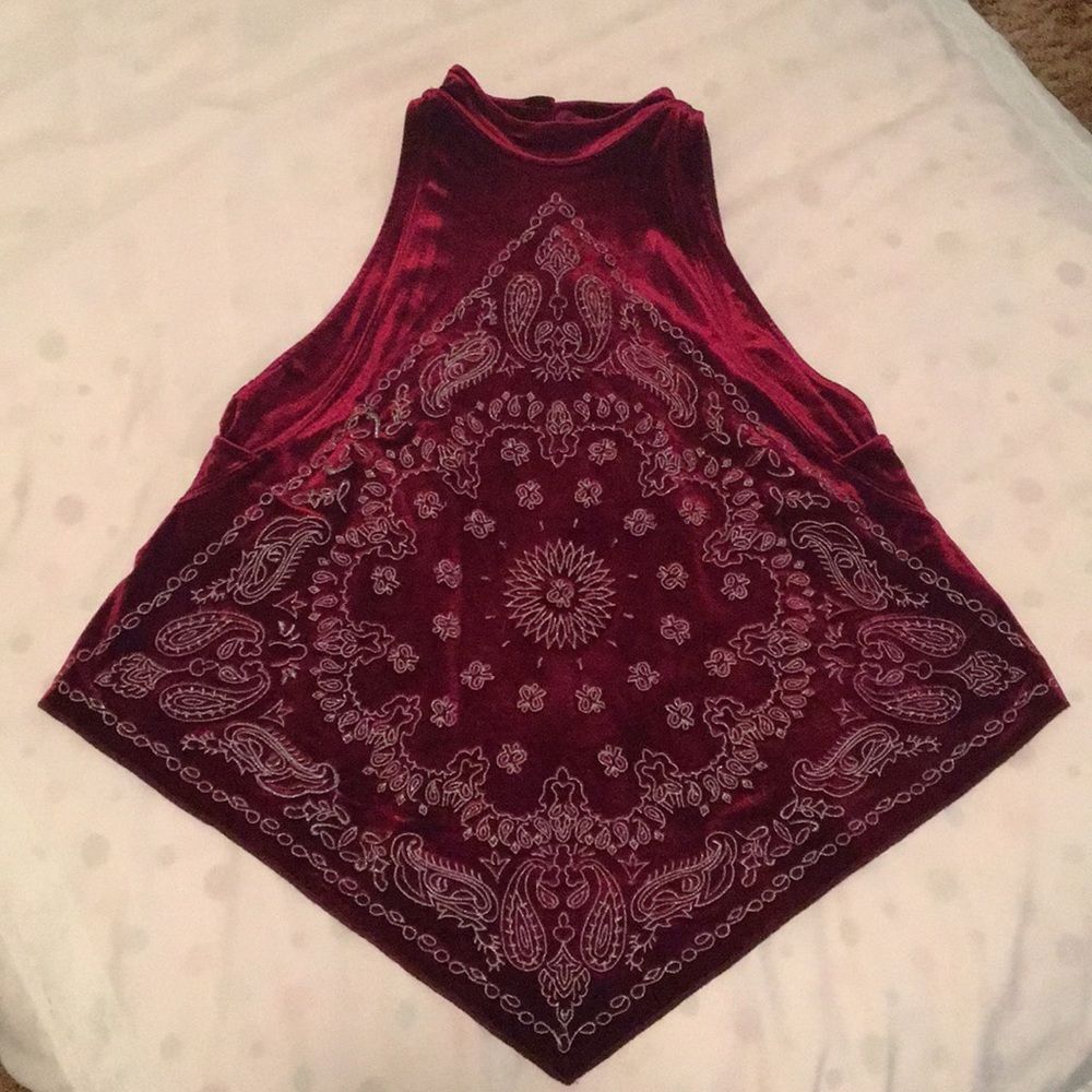 high neck velvet "bandana" tank top